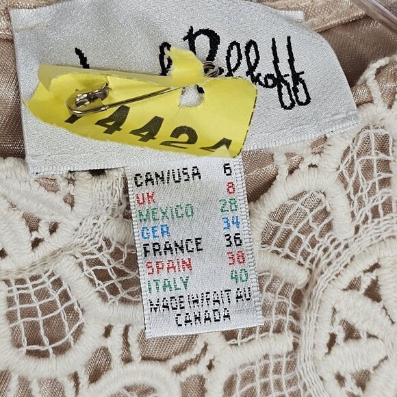 Boho Victorian Antique Revival Lace Short Party Glam Dress Joseph Ribkoff 6 Whit - Picture 15 of 16